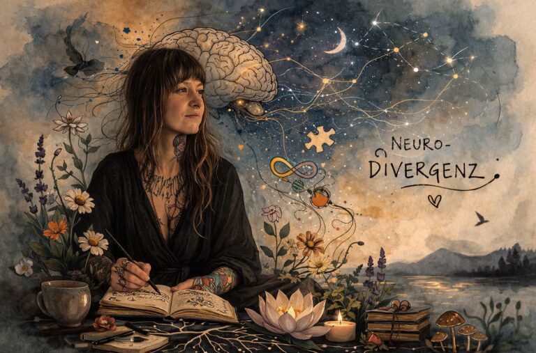 Angelina Katharina Petersen, begleitet Menschen in Leipzig im Spektum Neurodivergenz. Auf dem Bild sieht man Sie im Kosmso ihrer eigenen Neurodivergenz